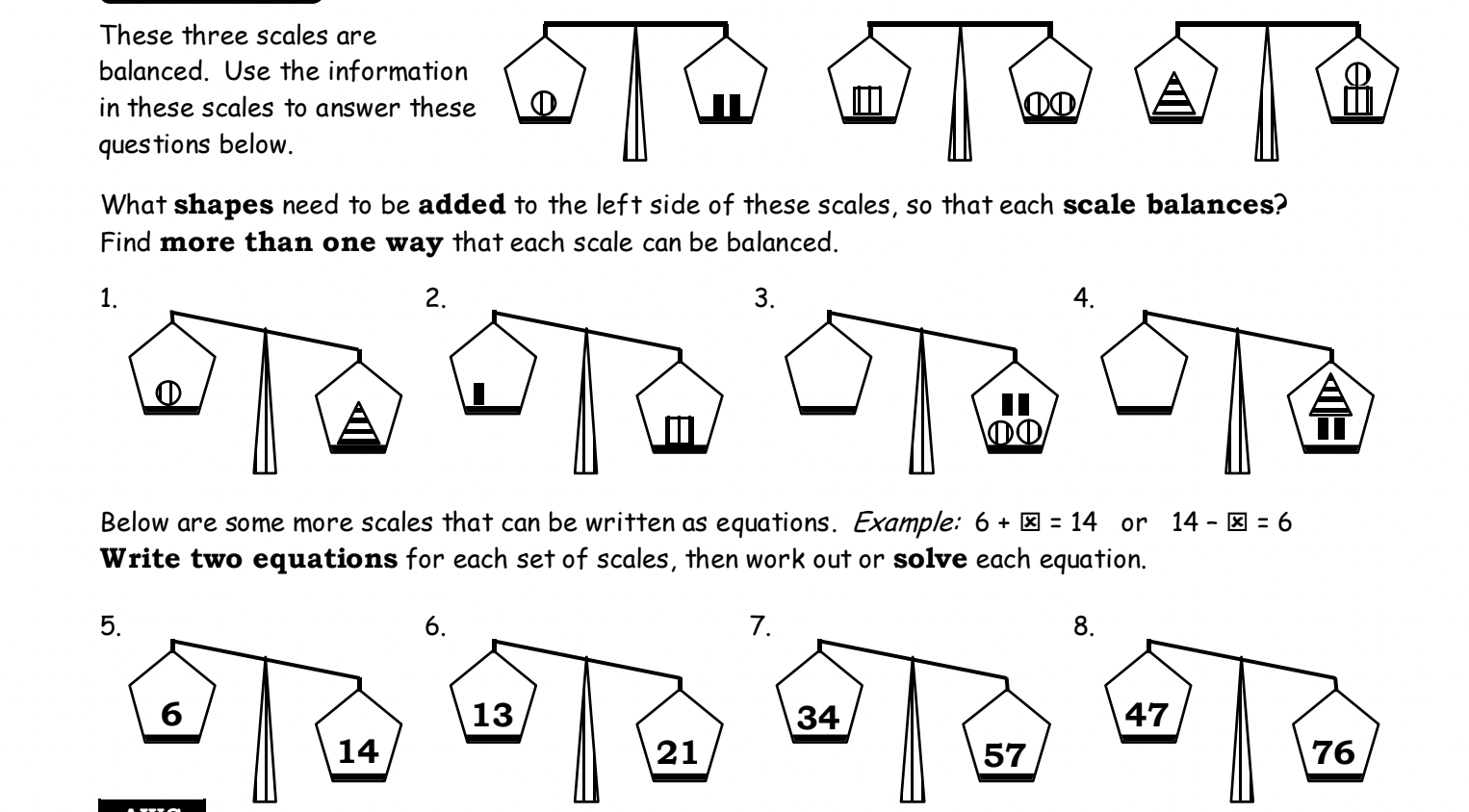 8C1MAT22 Balancing scales and solving equations